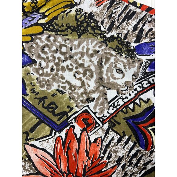Vintage Short Sleeve Blouse Tigers Lions Tropical Florals Made In USA Size 18 - Picture 5 of 8